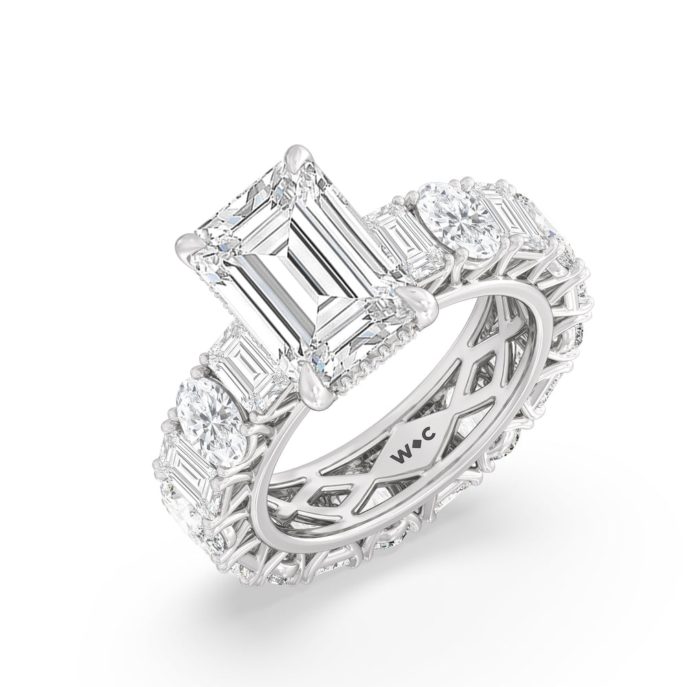 The Wall Street Ring with Emerald Cut Diamond in 14KT Platinum view 3
