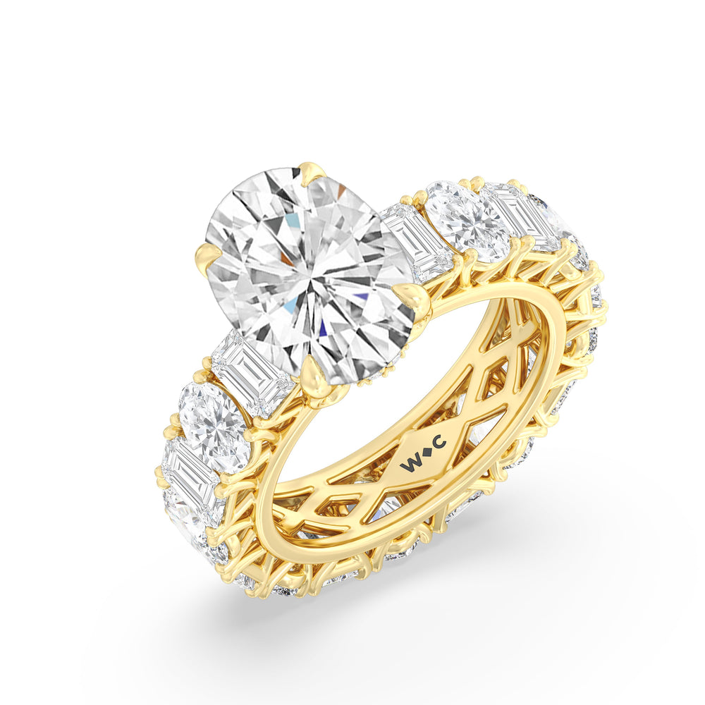 The Wall Street Ring with Oval Cut Diamond in 14KT Yellow Gold view 3
