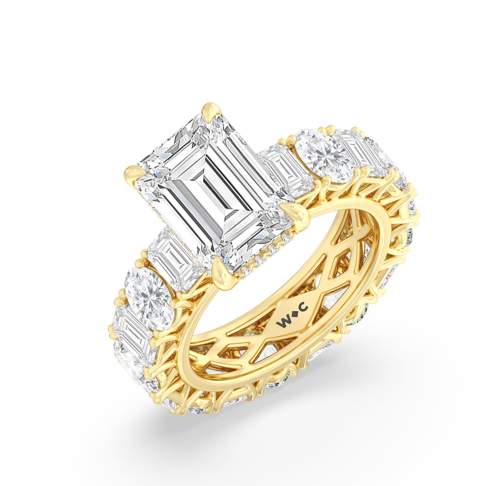 The Wall Street Ring with Emerald Cut Diamond in 14KT Yellow Gold view 3
