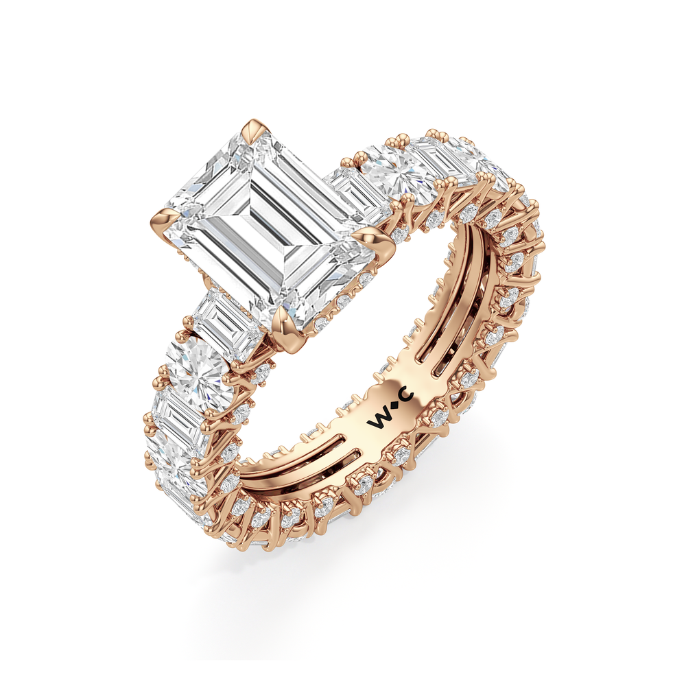 Emerald Cut The Wall Street Ring with Lab Grown Diamond in 14KT Rose Gold view 5

