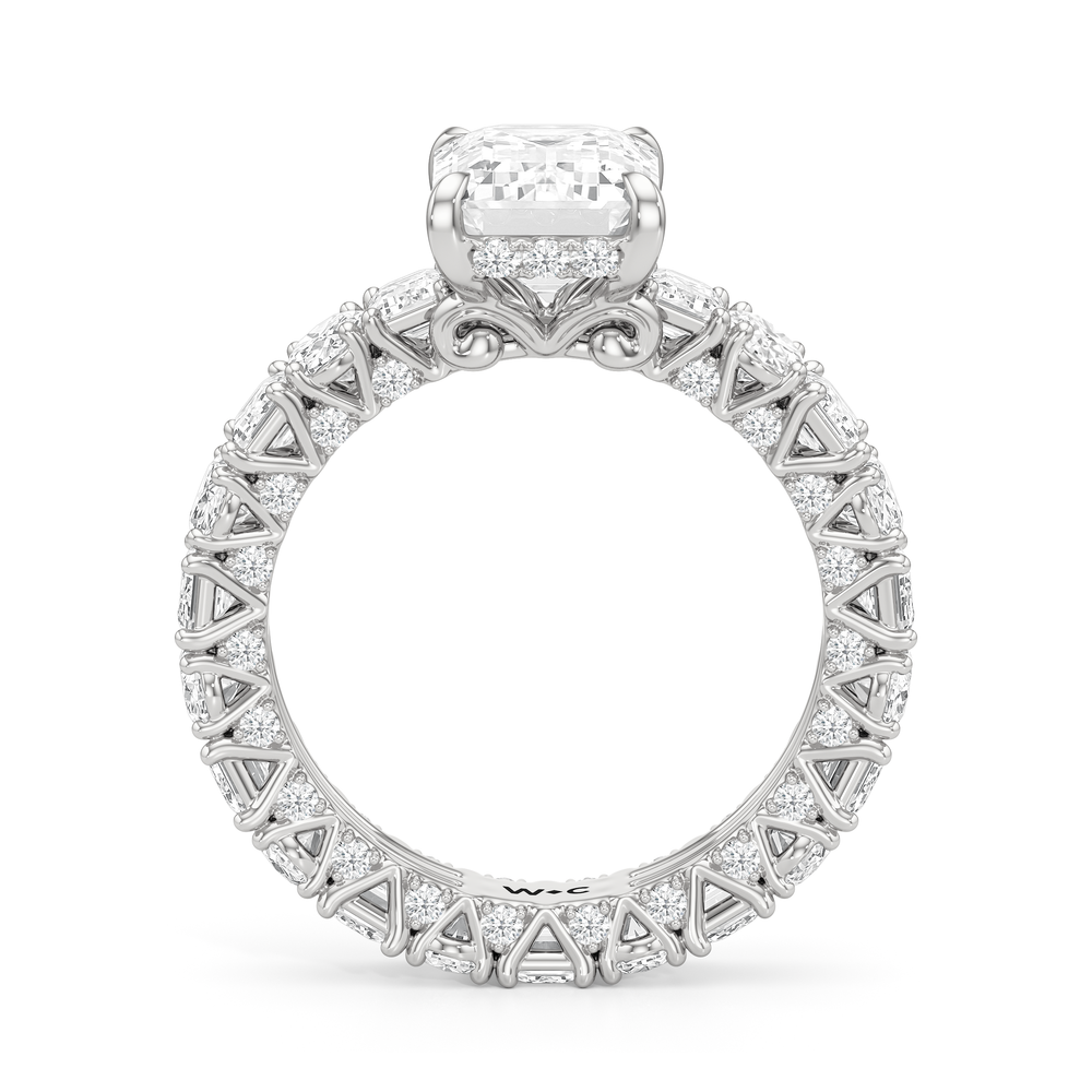 Emerald Cut The Wall Street Ring with Lab Grown Diamond in 14KT Platinum view 4
