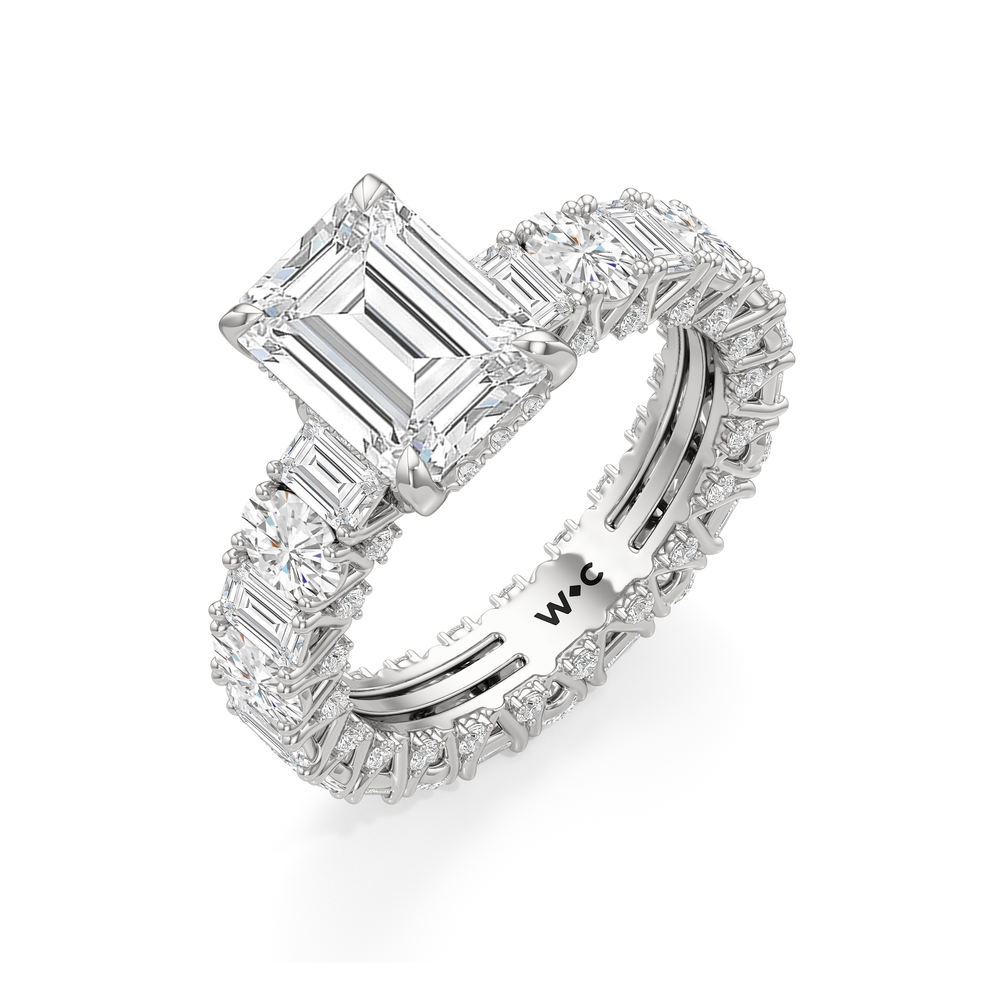 Emerald Cut The Wall Street Ring with Lab Grown Diamond in 14KT Platinum view 5
