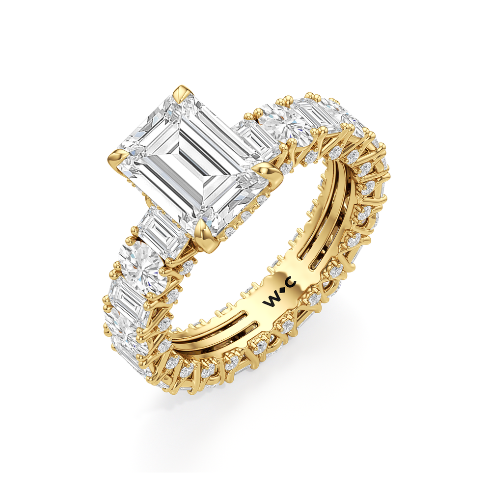 Emerald Cut The Wall Street Ring with Lab Grown Diamond in 14KT Yellow Gold view 5
