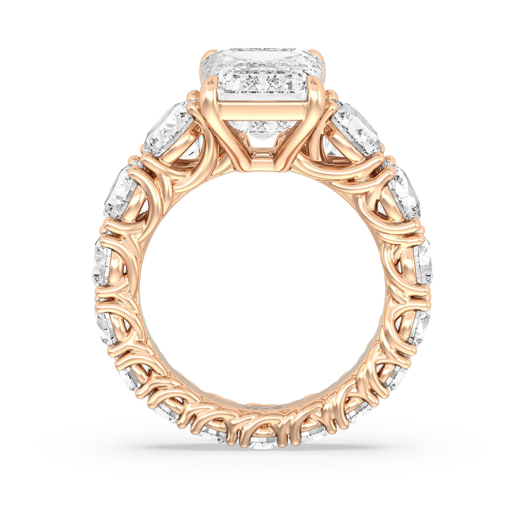 The Upper West Side Ring with Emerald Cut Diamond in 14KT Rose Gold view 3
