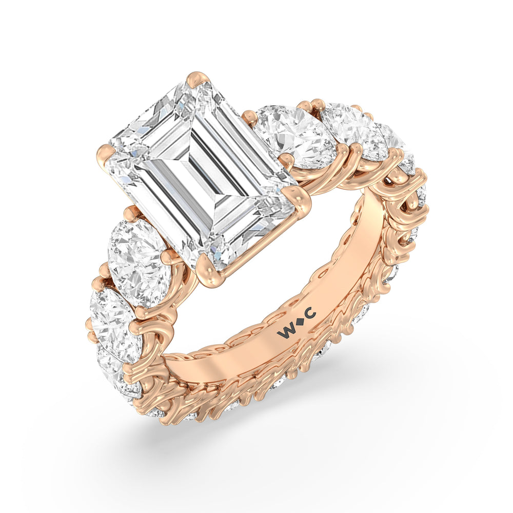 The Upper West Side Ring with Emerald Cut Diamond in 14KT Rose Gold view 4

