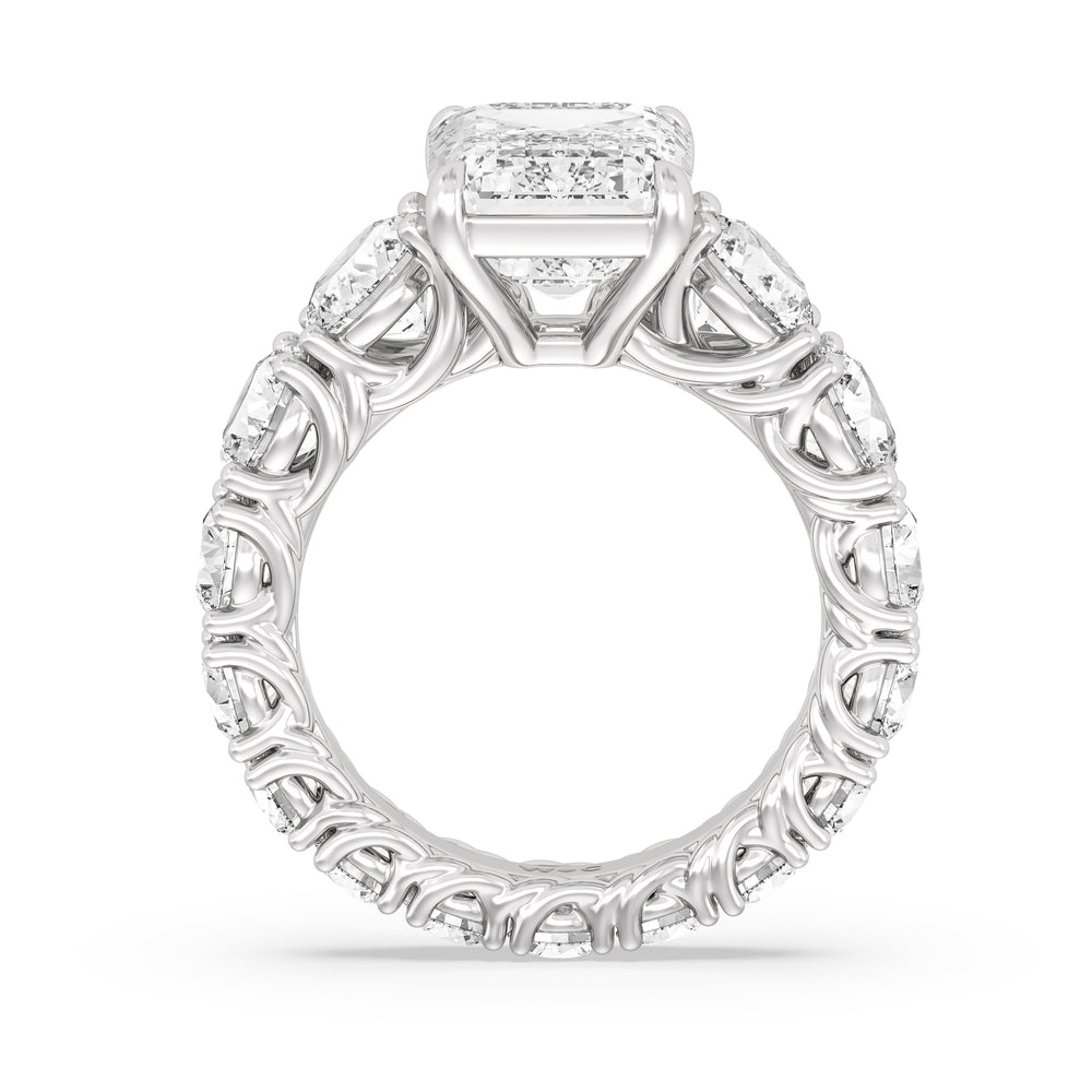 The Upper West Side Ring with Emerald Cut Diamond in 14KT Platinum view 3
