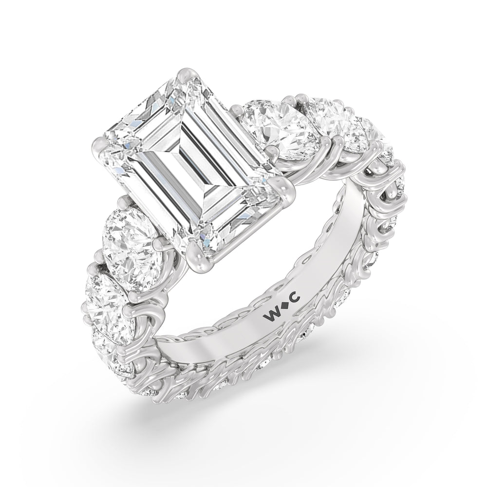 The Upper West Side Ring with Emerald Cut Diamond in 14KT Platinum view 4
