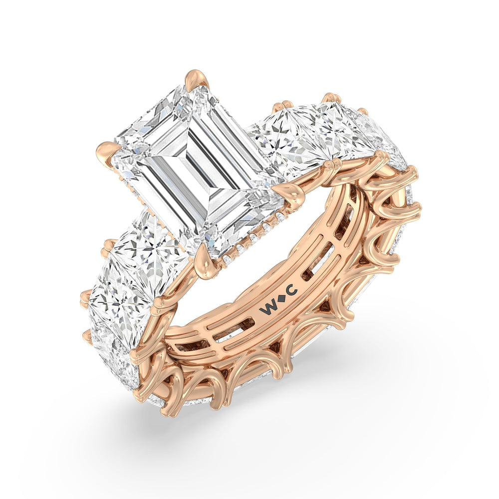 The West Village Ring with Emerald Cut Diamond in 14KT Rose Gold view 3
