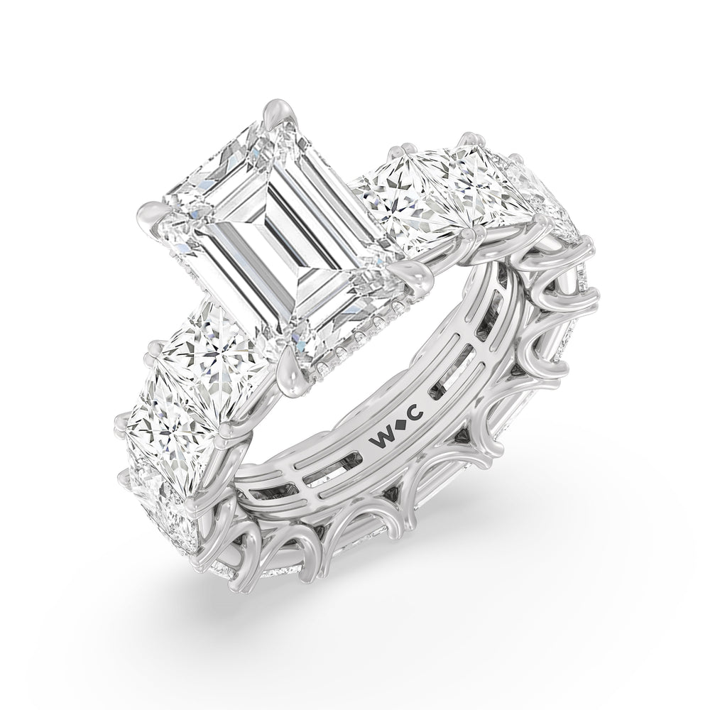 The West Village Ring with Emerald Cut Diamond in 14KT Platinum view 3

