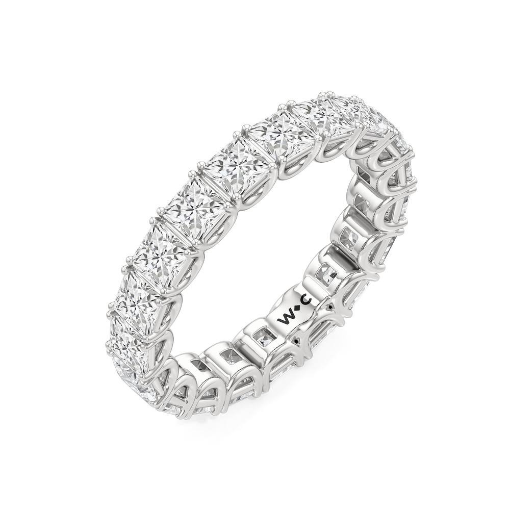 The West Village Diamond Wedding Band with Platinum Cut Diamond in 14KT Platinum view 5
