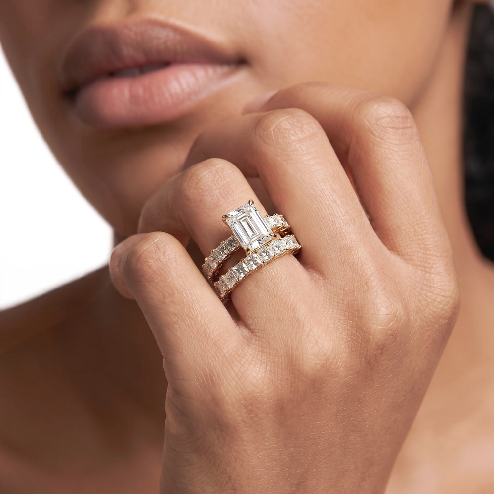 The West Village Diamond Wedding Band with 18KT Rose Gold Cut Diamond in 14KT Rose Gold view 3
