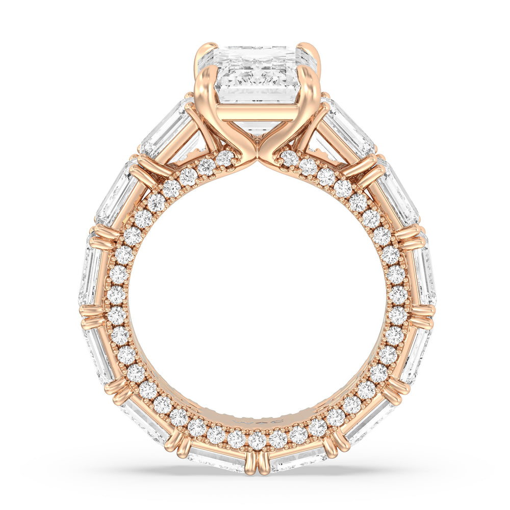 The Upper East Side Ring with Emerald Cut Diamond in 14KT Rose Gold view 3
