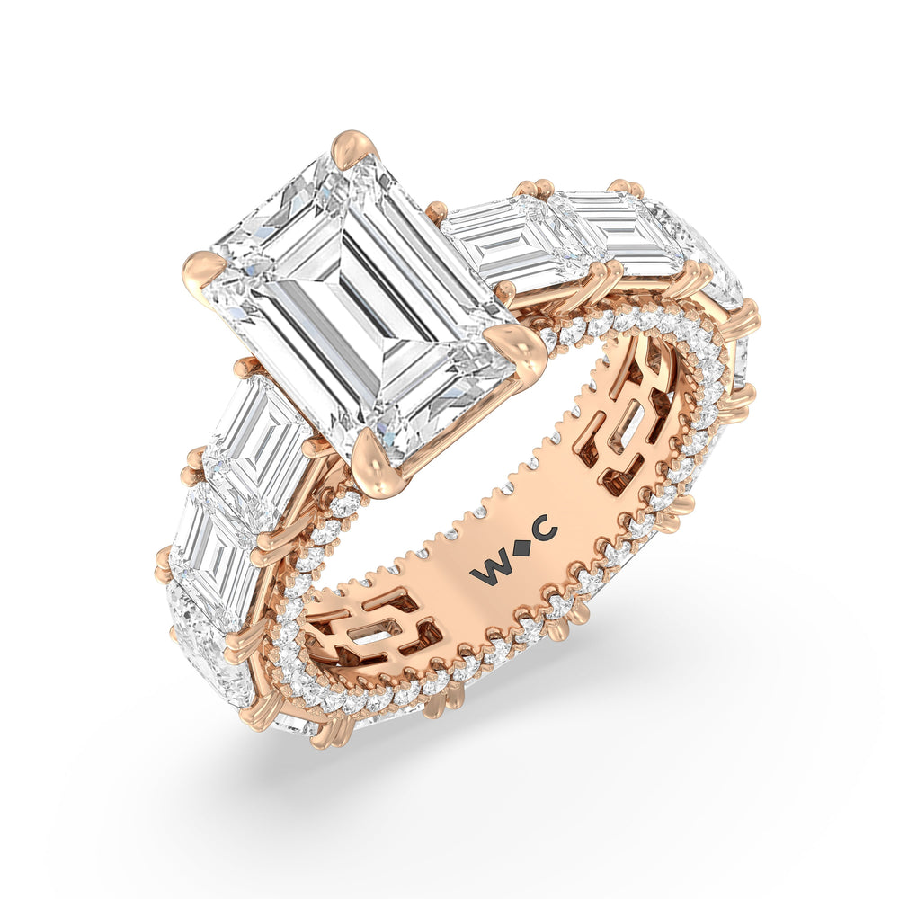 The Upper East Side Ring with Emerald Cut Diamond in 14KT Rose Gold view 4
