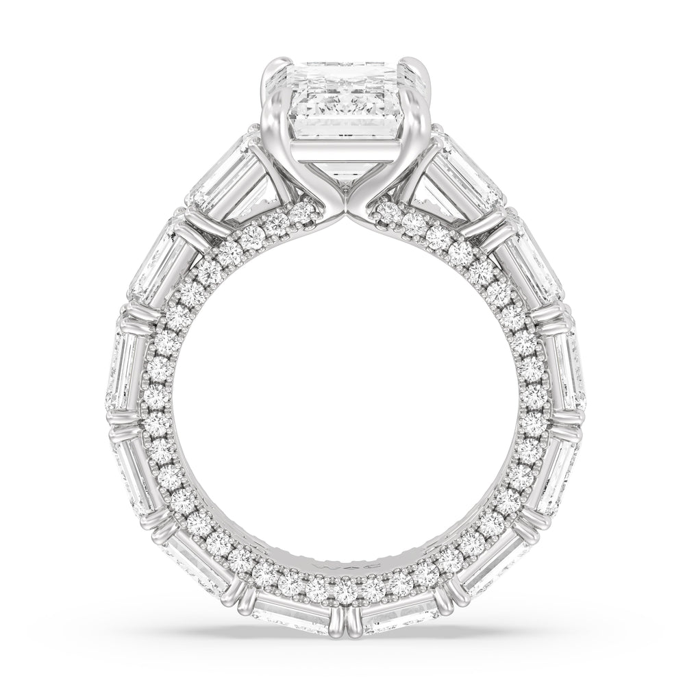 The Upper East Side Ring with Emerald Cut Diamond in 14KT Platinum view 3
