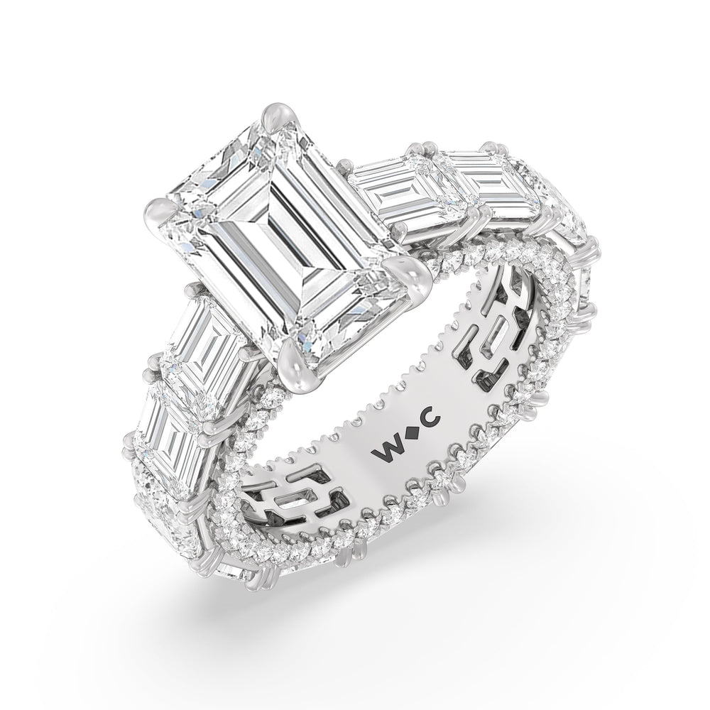 The Upper East Side Ring with Emerald Cut Diamond in 14KT Platinum view 4
