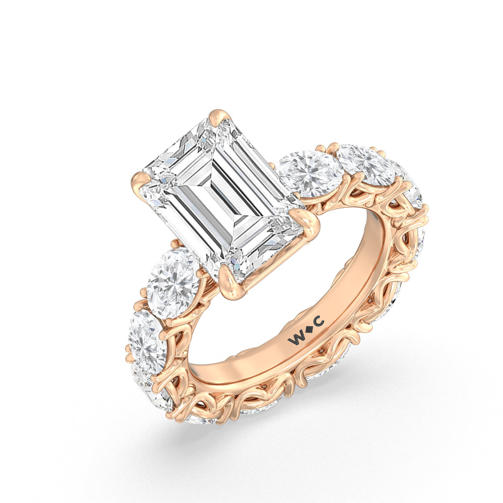 The NoMad Ring with Emerald Cut Diamond in 14KT Rose Gold view 3
