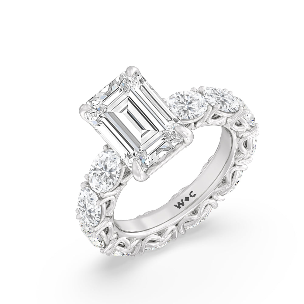 The NoMad Ring with Emerald Cut Diamond in 14KT Platinum view 3
