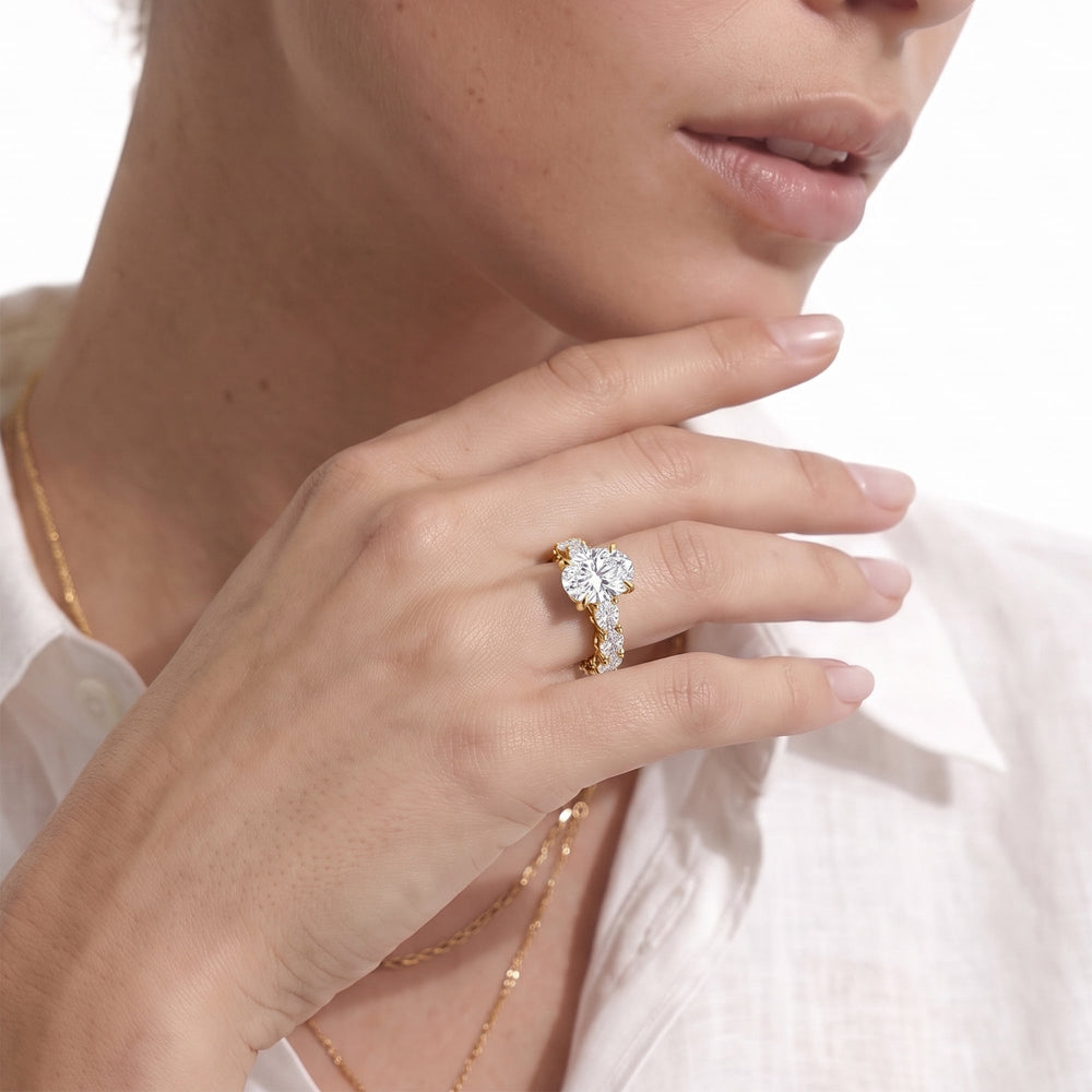Emerald Cut The NoMad Ring with Lab Grown Diamond in 14KT Platinum view 3
