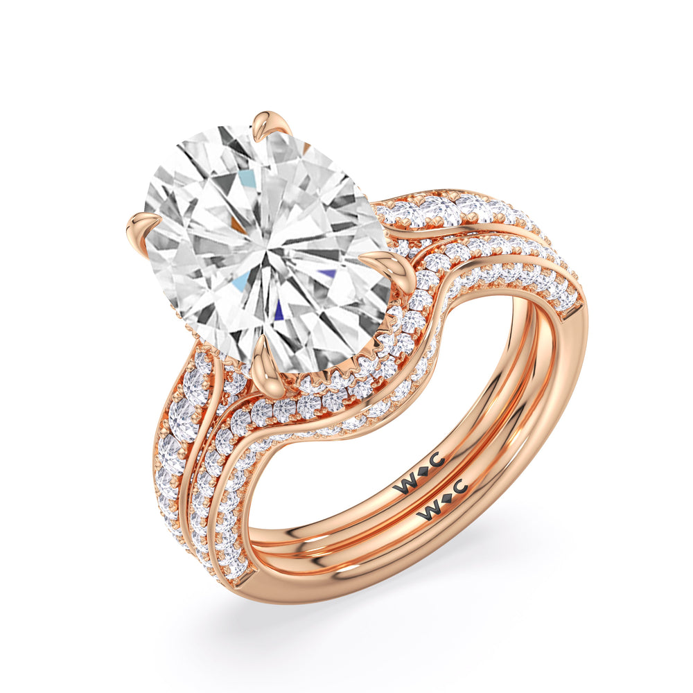 Marquise Cut Elegance Hidden Halo Cross Bridge Basket Engagement Ring with Lab Grown Diamond in 14KT Rose Gold view 6

