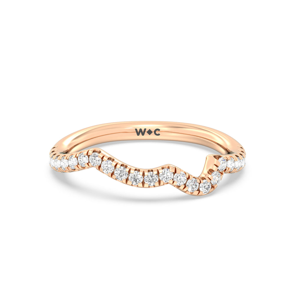 Regal Vine Diamond Wedding Band with 18KT Rose Gold Cut Diamond in 14KT Rose Gold view 1
