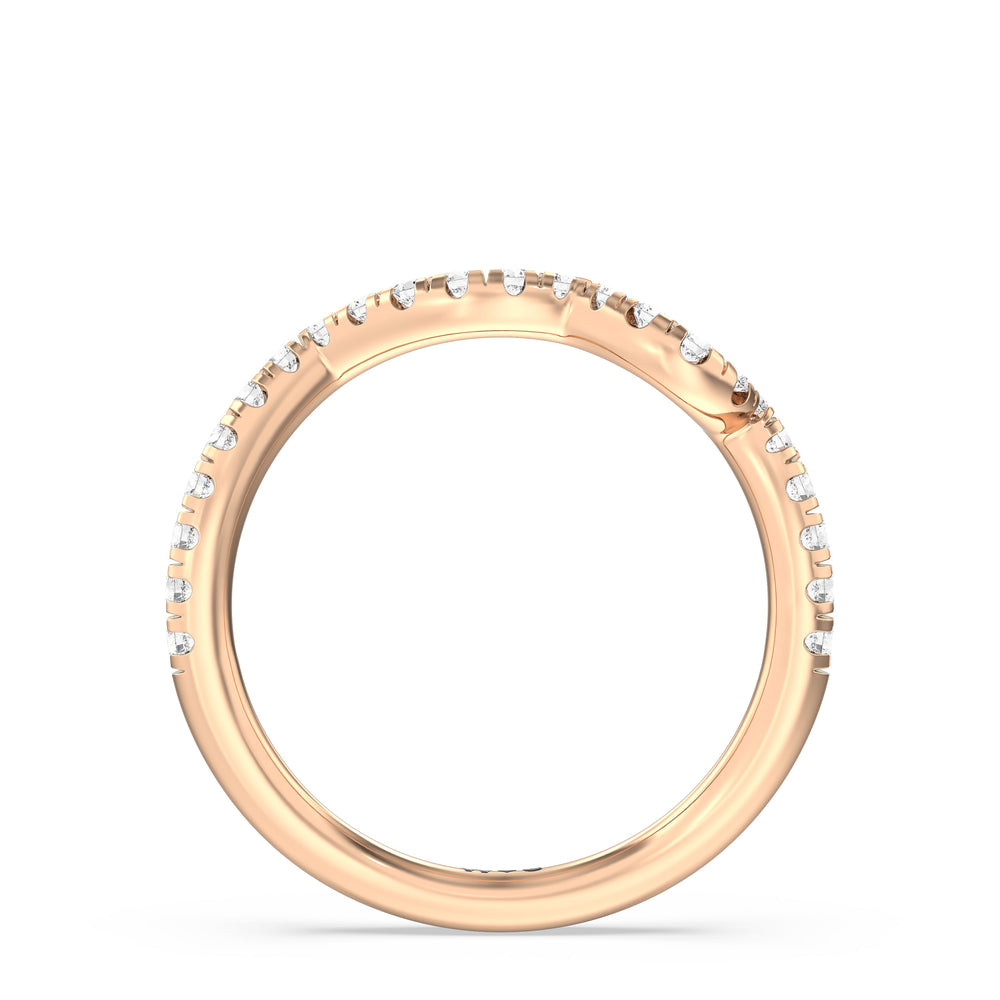 Regal Vine Diamond Wedding Band with 18KT Rose Gold Cut Diamond in 14KT Rose Gold view 2
