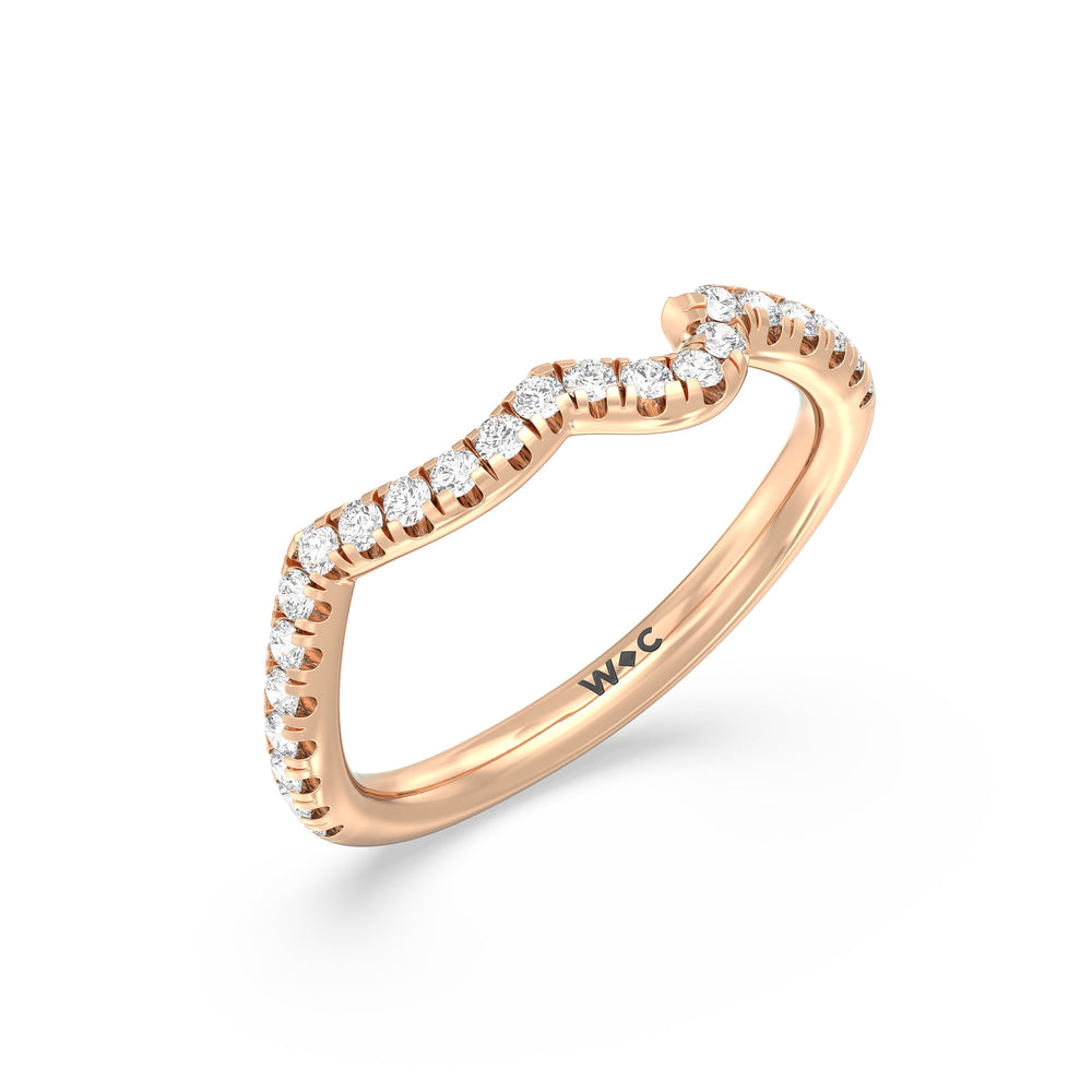 Regal Vine Diamond Wedding Band with 18KT Rose Gold Cut Diamond in 14KT Rose Gold view 4
