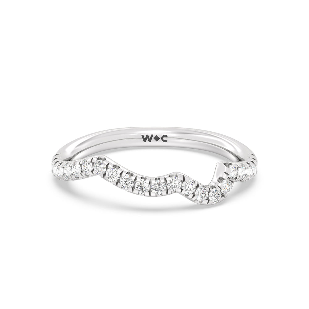 Regal Vine Diamond Wedding Band with Platinum Cut Diamond in 14KT Platinum view 1
