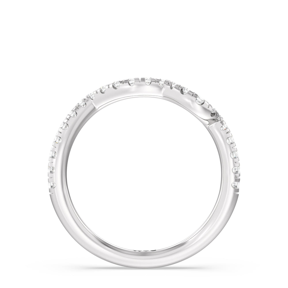 Regal Vine Diamond Wedding Band with Platinum Cut Diamond in 14KT Platinum view 2
