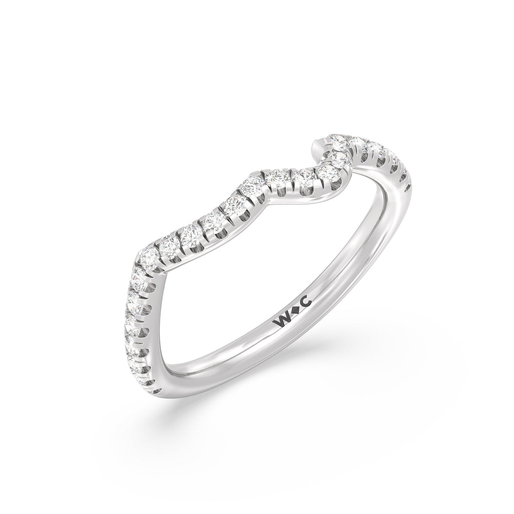 Regal Vine Diamond Wedding Band with Platinum Cut Diamond in 14KT Platinum view 4
