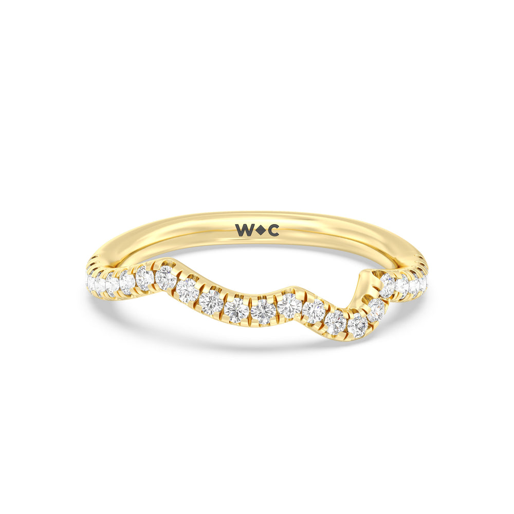 Regal Vine Diamond Wedding Band with 18KT Yellow Gold Cut Diamond in 14KT Yellow Gold view 1
