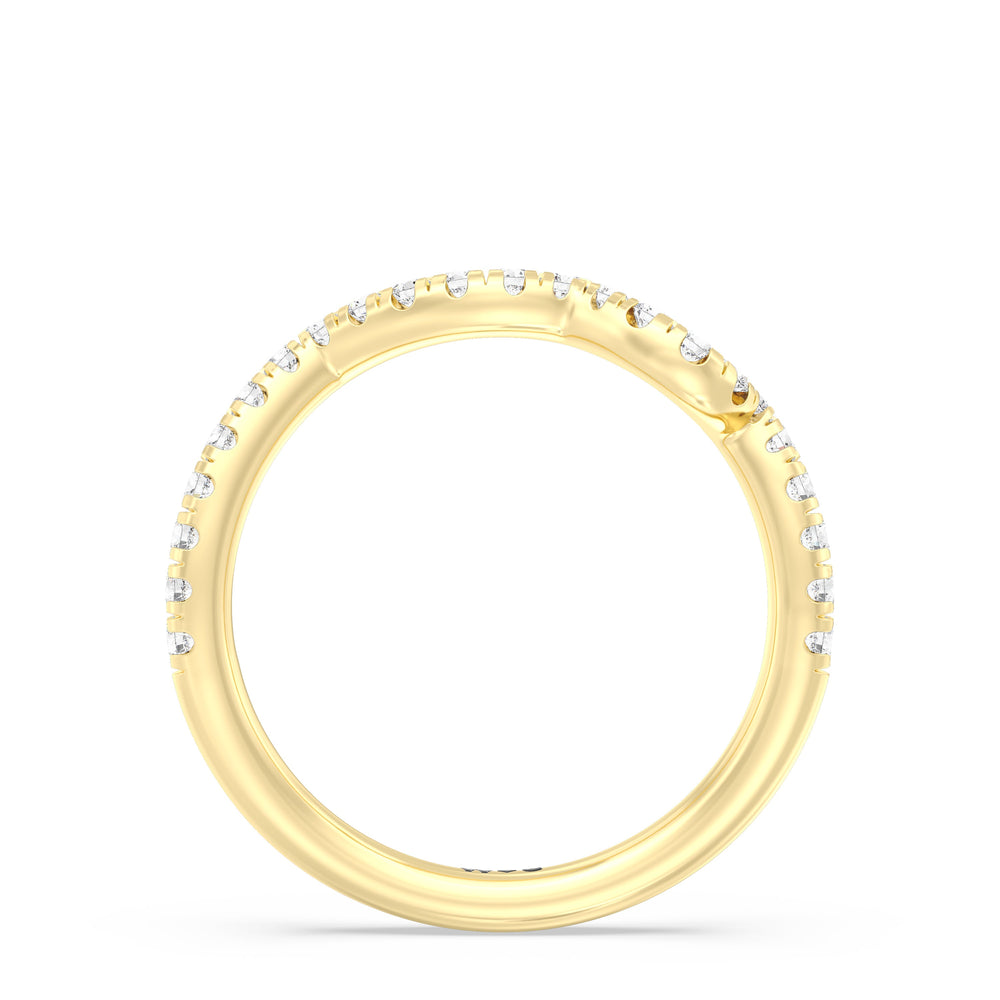 Regal Vine Diamond Wedding Band with 18KT Yellow Gold Cut Diamond in 14KT Yellow Gold view 2
