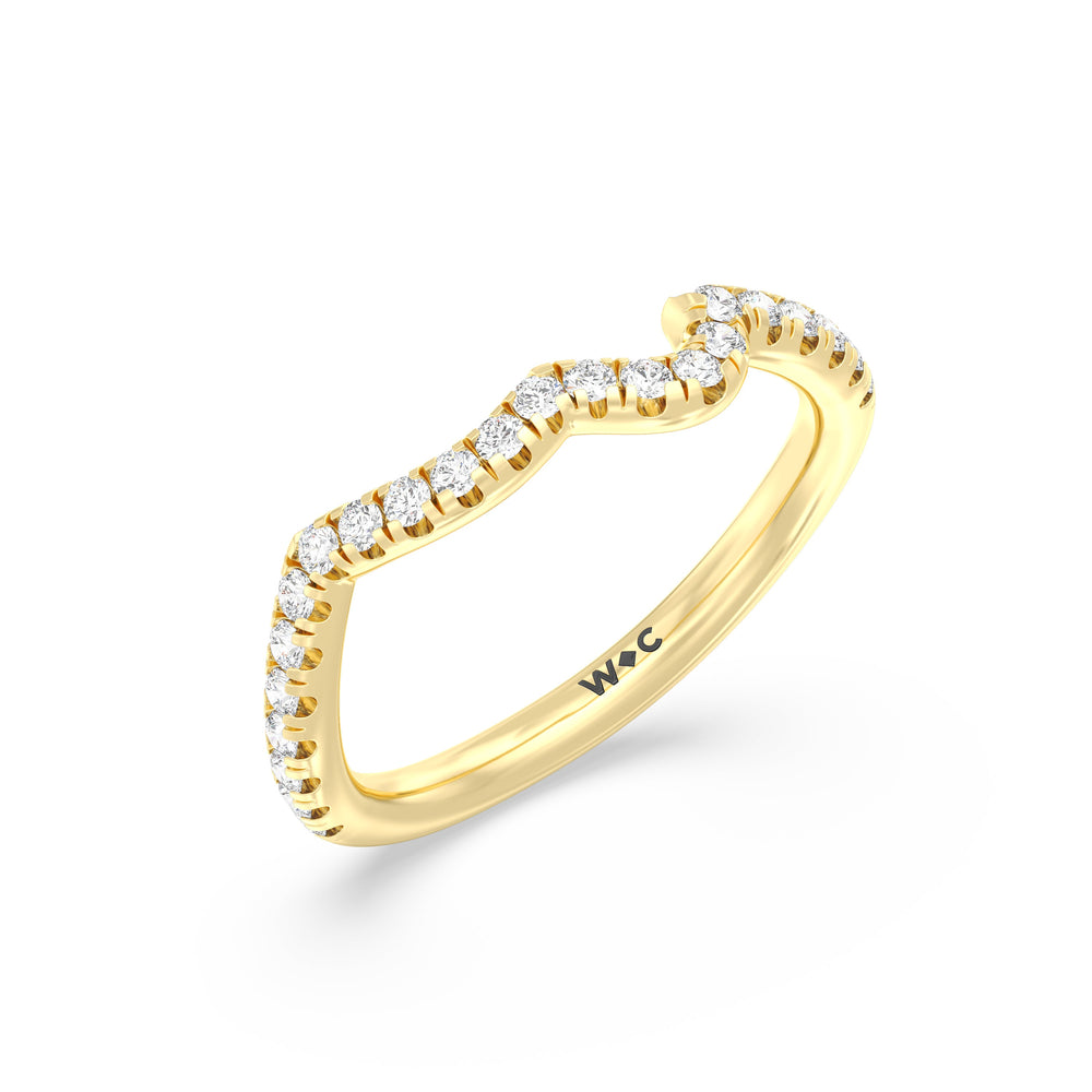 Regal Vine Diamond Wedding Band with 18KT Yellow Gold Cut Diamond in 14KT Yellow Gold view 4
