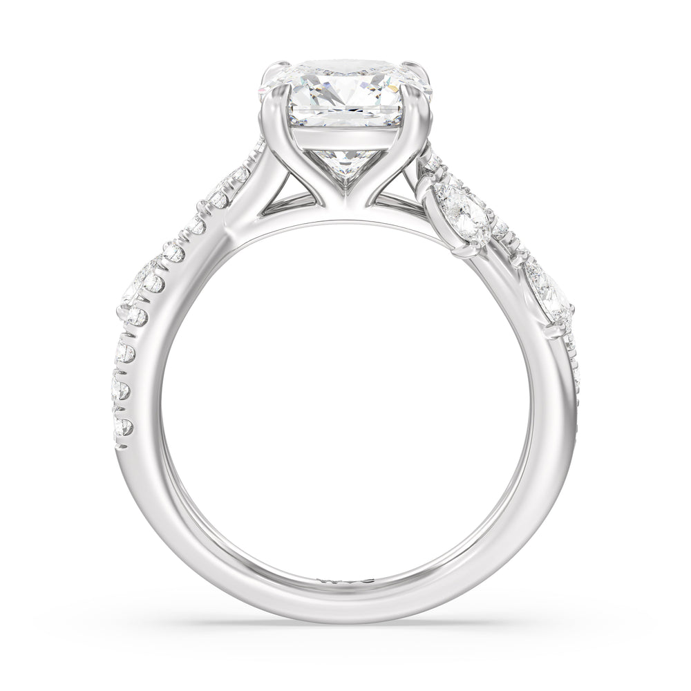 Regal Vine Engagement Ring with Cushion Cut Diamond in 14KT Platinum view 2
