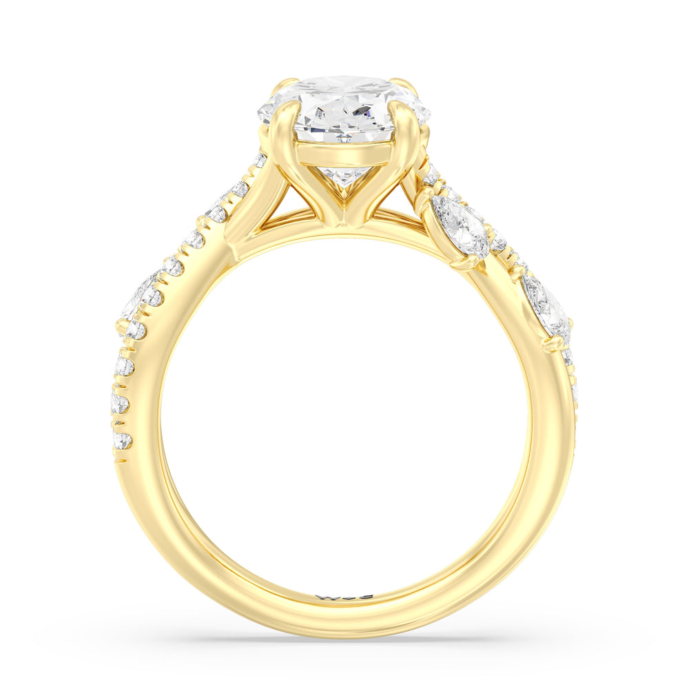 Regal Vine Engagement Ring with Oval Cut Diamond in 14KT Yellow Gold view 2

