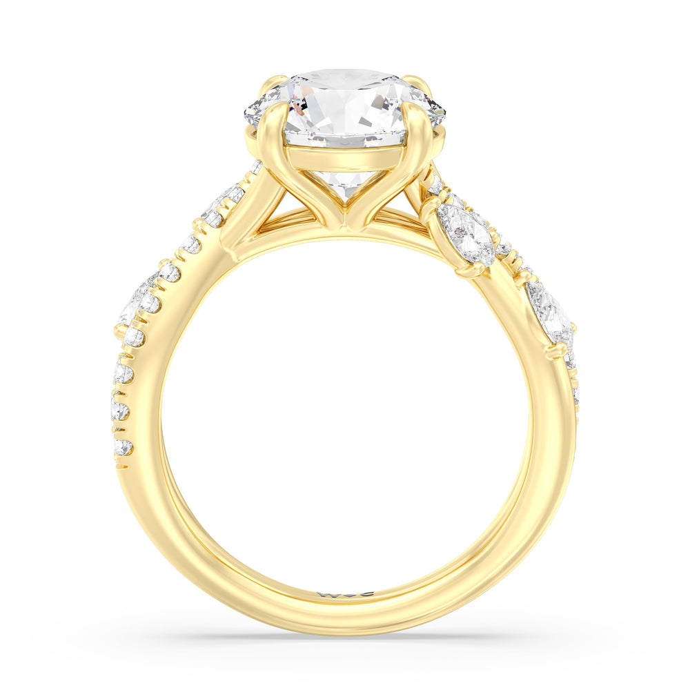 Regal Vine Engagement Ring with Round Cut Diamond in 14KT Yellow Gold view 2
