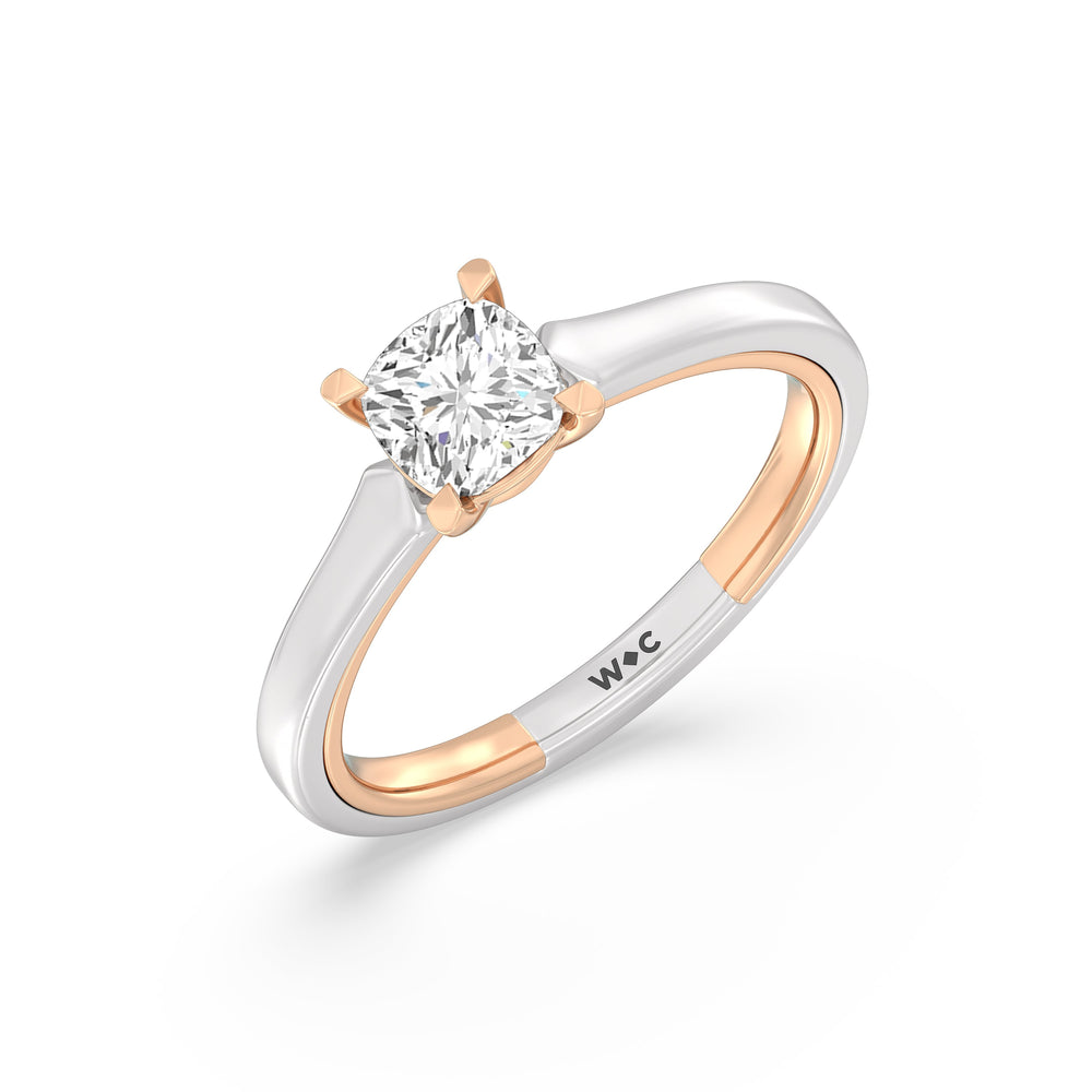 Cushion Cut The Willow Engagement Ring with Lab Grown Diamond in 14KT White & Rose Gold view 3
