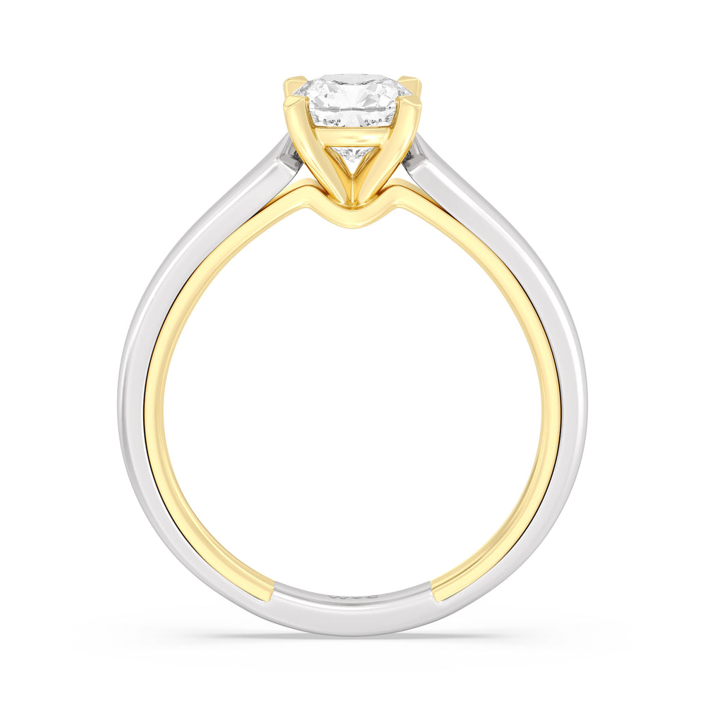 Cushion Cut The Willow Engagement Ring with Lab Grown Diamond in 14KT White & Yellow Gold view 2
