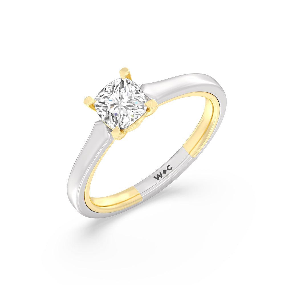 Cushion Cut The Willow Engagement Ring with Lab Grown Diamond in 14KT White & Yellow Gold view 3
