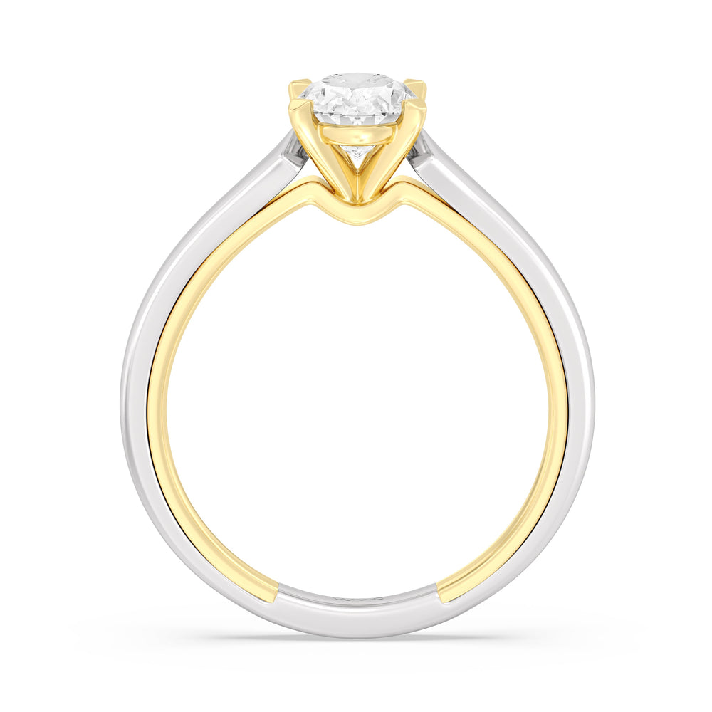 Oval Cut The Willow Engagement Ring with Lab Grown Diamond in 14KT White & Yellow Gold view 2

