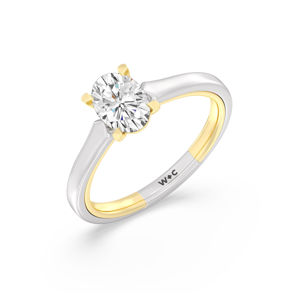 Oval Cut The Willow Engagement Ring with Lab Grown Diamond in 14KT White & Yellow Gold view 3

