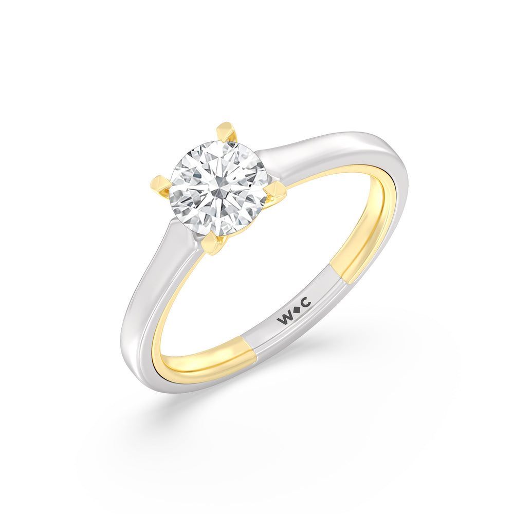 Round Cut The Willow Engagement Ring with Lab Grown Diamond in 14KT White & Yellow Gold view 3

