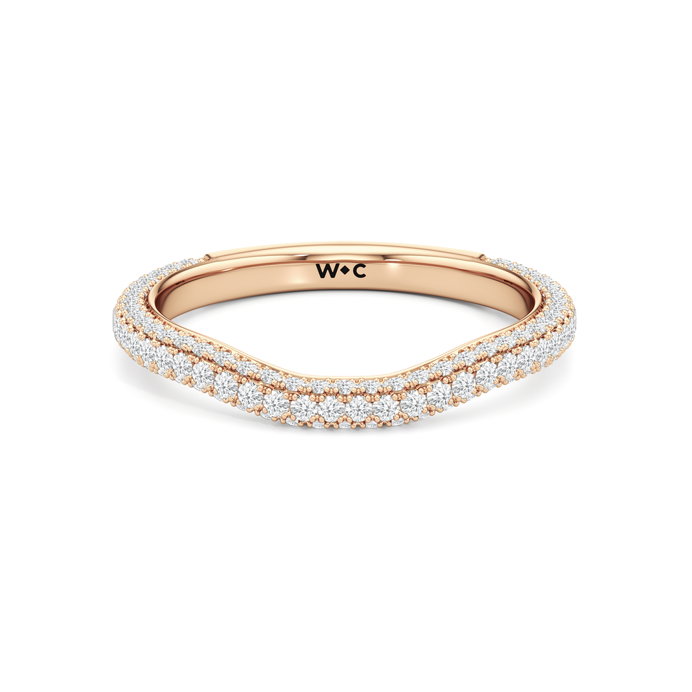 The Windsor Round Three Stone Diamond Wedding Band with 18KT Rose Gold Cut Diamond in 14KT Rose Gold view 2
