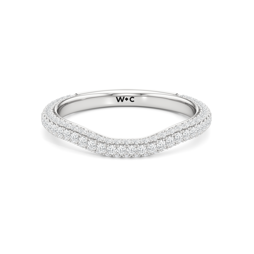 The Windsor Round Three Stone Diamond Wedding Band with Platinum Cut Diamond in 14KT Platinum view 2
