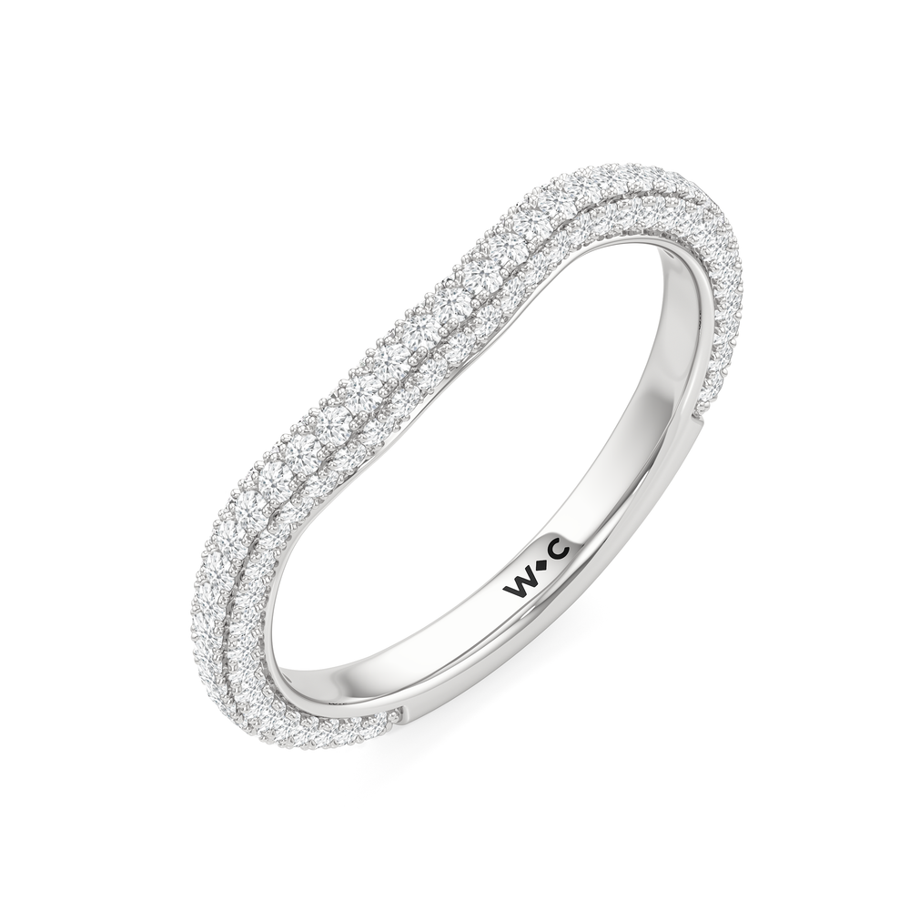 The Windsor Round Three Stone Diamond Wedding Band with Platinum Cut Diamond in 14KT Platinum view 7
