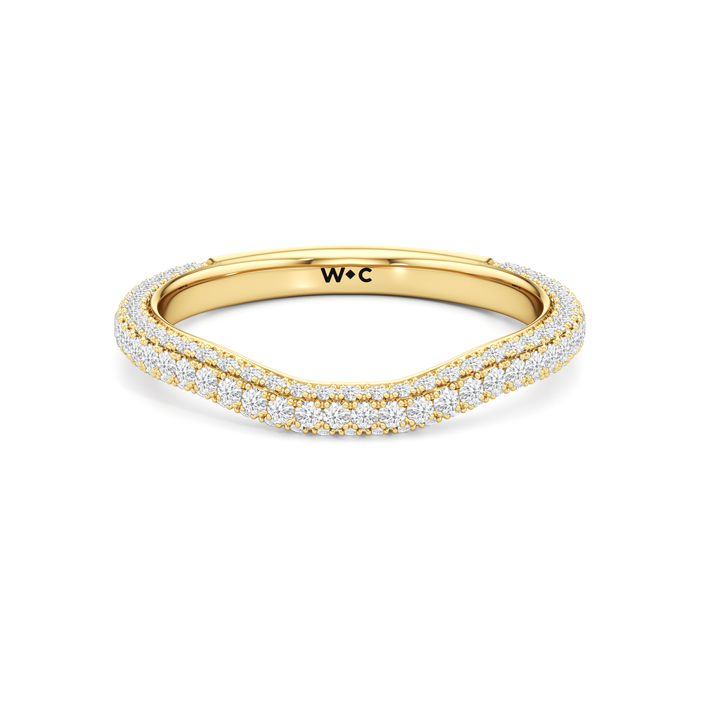The Windsor Round Three Stone Diamond Wedding Band with 18KT Yellow Gold Cut Diamond in 14KT Yellow Gold view 2
