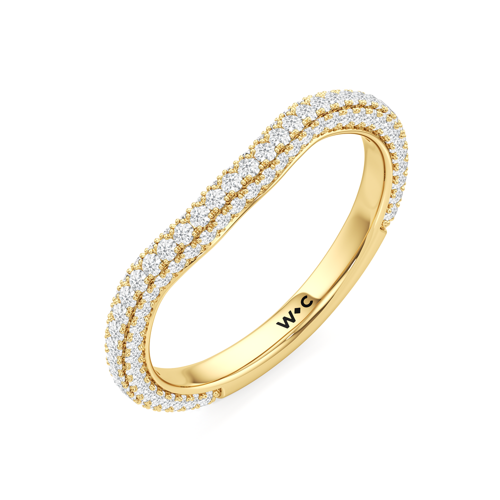 The Windsor Round Three Stone Diamond Wedding Band with 18KT Yellow Gold Cut Diamond in 14KT Yellow Gold view 7

