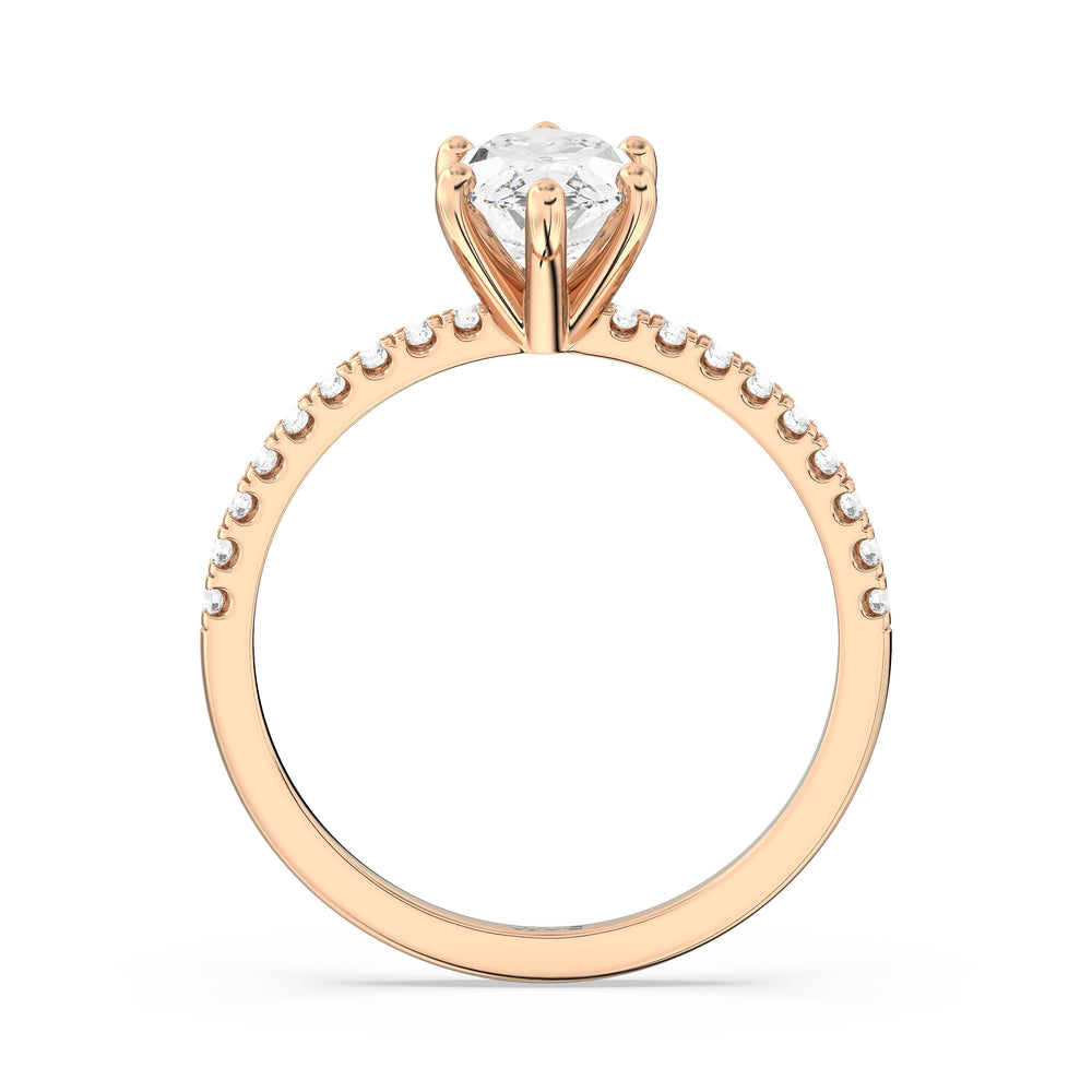 Fine Vela Classic Pave Diamond Engagement Ring with Marquise Cut Diamond in 14KT Rose Gold view 2

