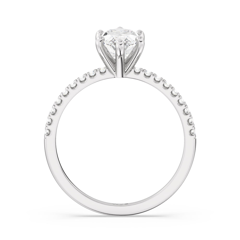 Fine Vela Classic Pave Diamond Engagement Ring with Marquise Cut Diamond in 14KT Platinum view 2
