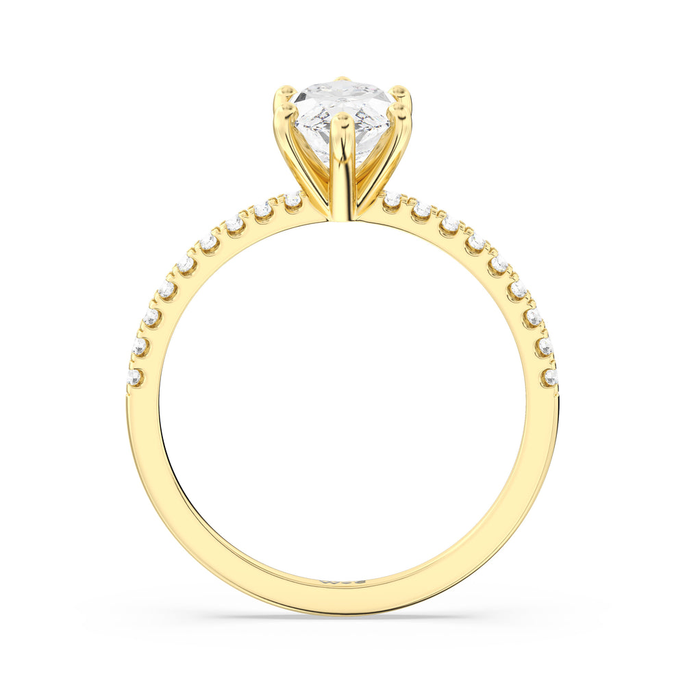 Fine Vela Classic Pave Diamond Engagement Ring with Marquise Cut Diamond in 14KT Yellow Gold view 2
