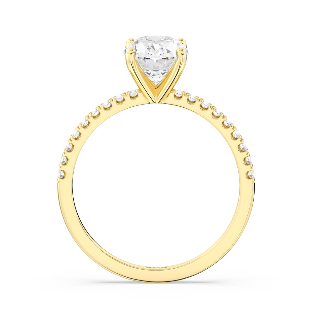 Fine Vela Classic Pave Diamond Engagement Ring with Oval Cut Diamond in 14KT Yellow Gold view 2
